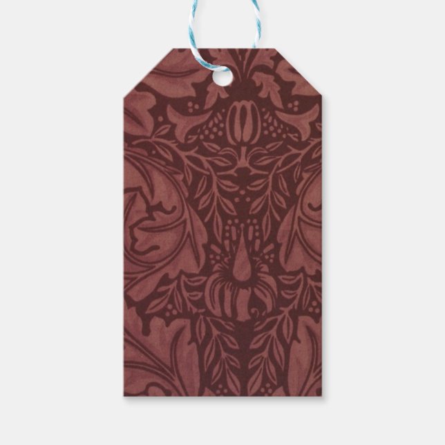 Mörka röda akantusblad (av William Morris) Presentetikett (Framsidan)