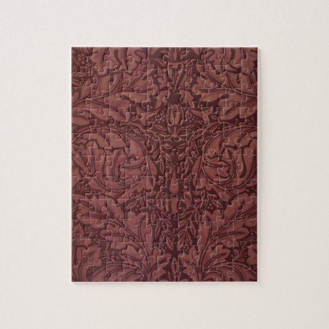 Mörka röda akantusblad (av William Morris) Pussel (Vertikal)