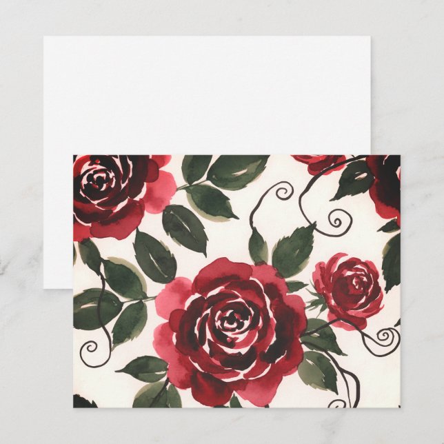 Mörka röda rosor Blommig inklusionskort Tilläggskort (Fram/baksida)