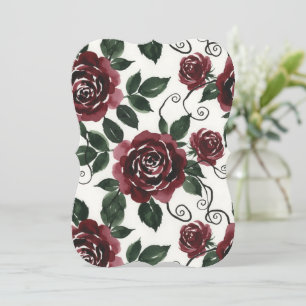 Mörka Röda Rosor Blommig Platt Meny