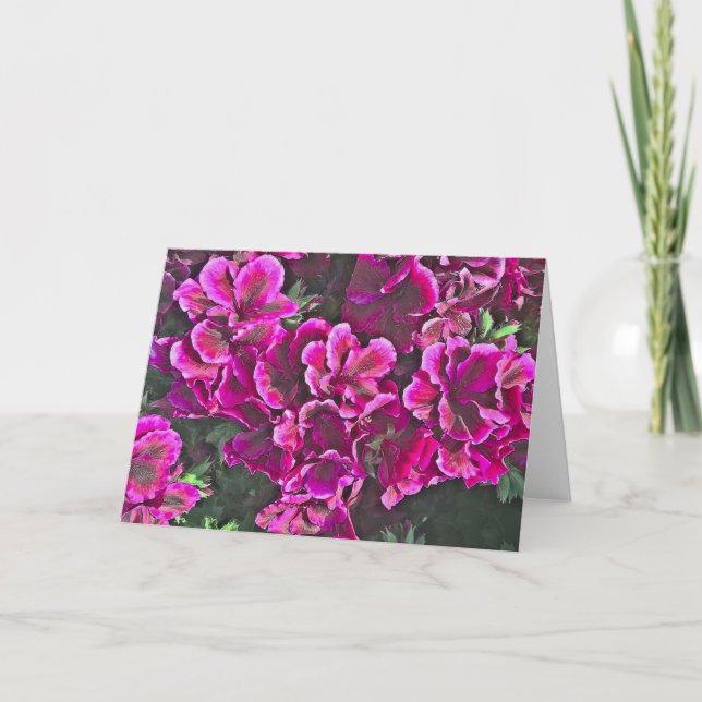 Mörka rosa geraniumer kort (Framsida)