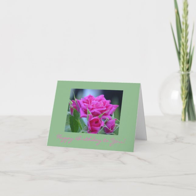 Mörka rosa ros tack kort (Framsida)