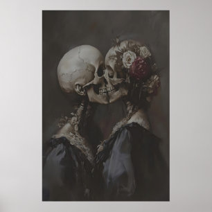 Mörka Skelett Älskare Konst Mörk Akademi, Blommig Poster