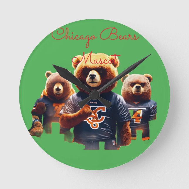 Mörka Skogen Chicago Bears Maskot – Ond Fotboll Rund Klocka (Framsida)