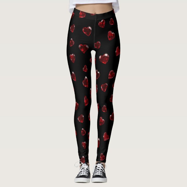 Mörka smyckade hjärta Leggings (Framsida)