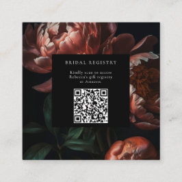 Mörka stämningsfulla blommor Bröllopsdusch QR-kod Tilläggskort