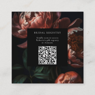 Mörka stämningsfulla blommor Bröllopsdusch QR-kod Tilläggskort