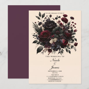 Mörka stämningsfulla blommor Eleganta blommande kr Inbjudningar