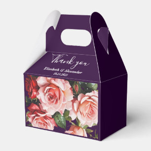 Mörka stämningsfulla rosa och röda rosor lila bröl presentaskar