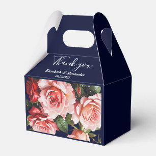 Mörka stämningsfulla rosa och röda rosor marinblå presentaskar