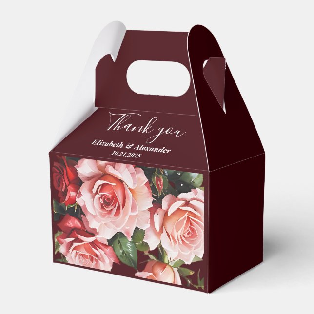Mörka stämningsfulla rosa och röda rosor vinröda b presentaskar (Framsidan Sidan)