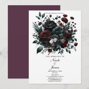 Mörka stämningsfulla skogsblommor Eleganta blomste Inbjudningar