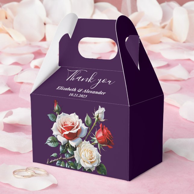 Mörka Vackra rosa vita röda rosor blommande bröllo Presentaskar (Bröllop)