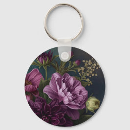 Mörka Vintage Blommor Nyckelring