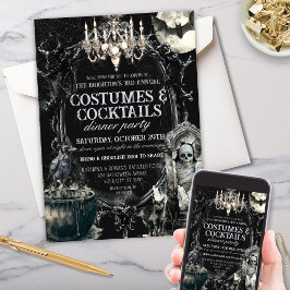 Mörka Vintage Kostymer och Cocktail Halloween Inbjudningar