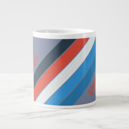 Mörka Vintage Ränder med Namn Jumbo Mugg