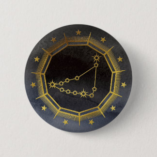 Mörka Zodiak: Stenbocken Födelsestecken Svart & Gu Knapp