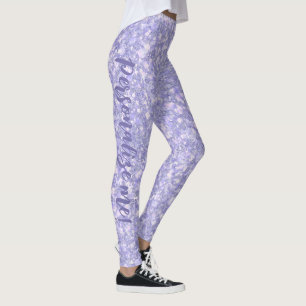 Mörkare Blek Lila Glitter ANPASSNINGSBAR Leggings