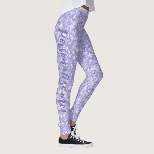 Mörkare Blek Lila Glitter ANPASSNINGSBAR Leggings (Höger)