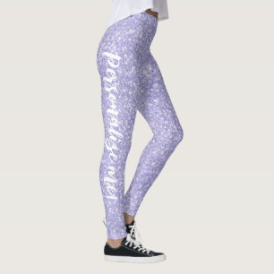 Mörkare Blek Lila Glitter ANPASSNINGSBAR Leggings