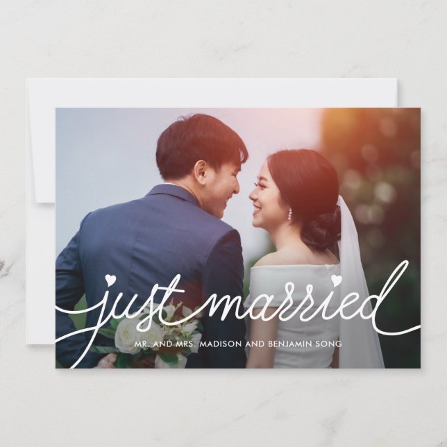 Mörkare skriptredigerbar avisering för Färg Bröllo Tack Kort (Framsida)