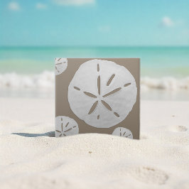Mörkbeige och vit tropisk strand sanddollar kakelplatta