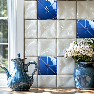 Mörkblå Art Deco keramisk platta Kakelplatta