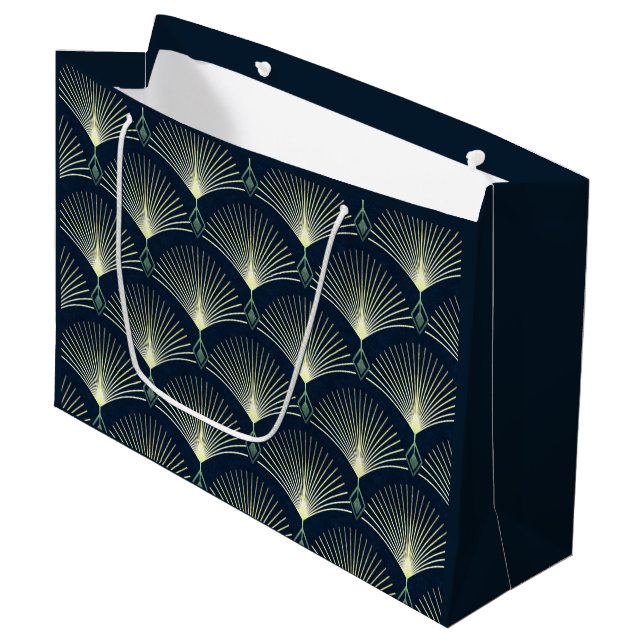 Mörkblå Art Deco Stilig Geometrisk Mönster  (Framsidan Vinklad)