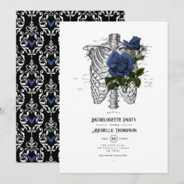 Mörkblå Blommig Gotisk Sängkammarparty Inbjudningar