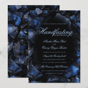 Mörkblå Boho Häxa Kristaller Svart Handfasting Inbjudningar