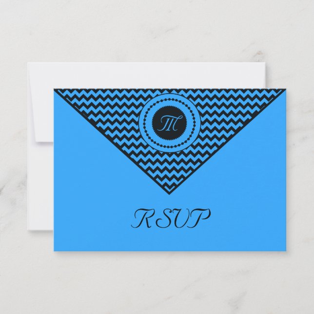 Mörkblå Chevron RSVP OSA Kort (Framsida)