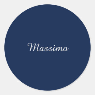 Mörkblå Elegant Ledig Egen Namn Handskrift Runt Klistermärke