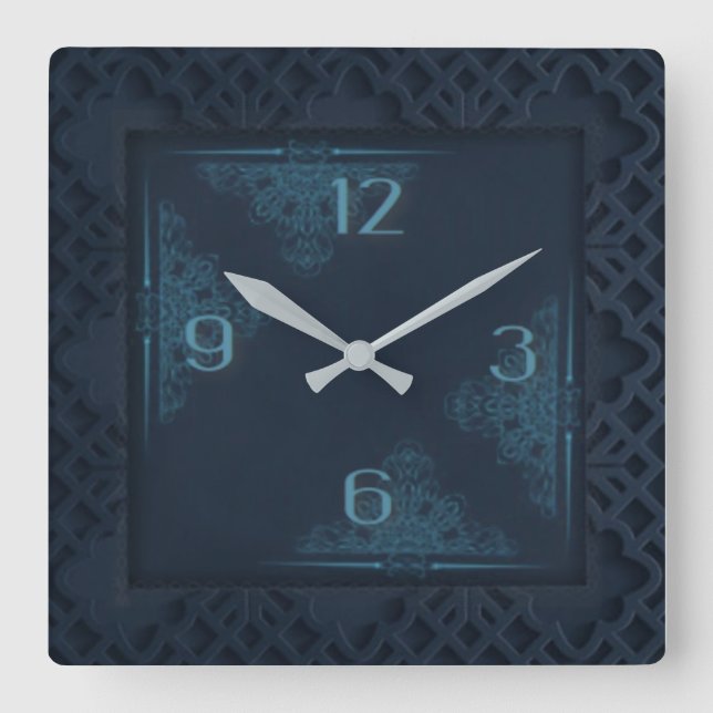 Mörkblå Fyrkantig Klocka (Framsida)