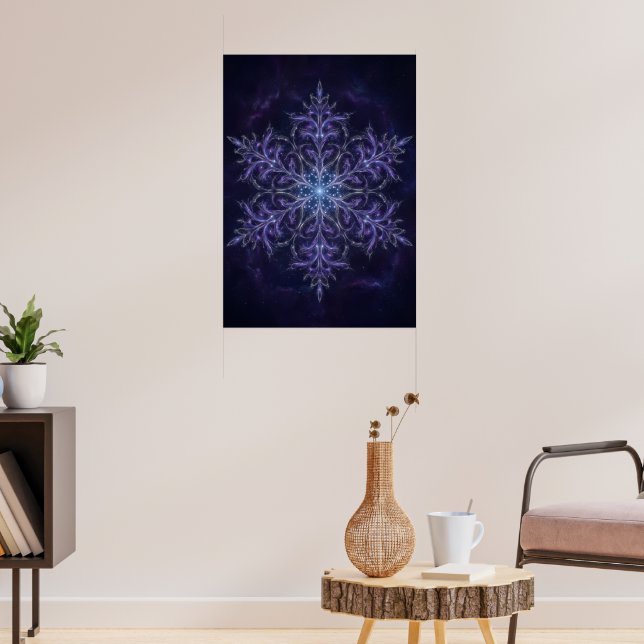 Mörkblå Geometrisk Snöflinga Mandala Abstrakt Pos Poster (Vardagsrum 3)