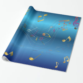 Mörkblå gradient Eleganta musiknoter Presentpapper