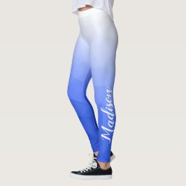 Mörkblå Gradientgeometri Nätmönster Namn Leggings