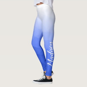 Mörkblå Gradientgeometri Nätmönster Namn Leggings