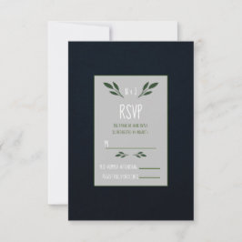 Mörkblå & Gröna blad Grönska Rustikalt RSVP OSA Kort
