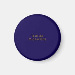 Mörkblå & Guld Söt Minimalistisk Eget Namn Magnet