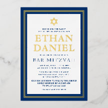 Mörkblå guldbord Bar Mitzvah Stjärna av David