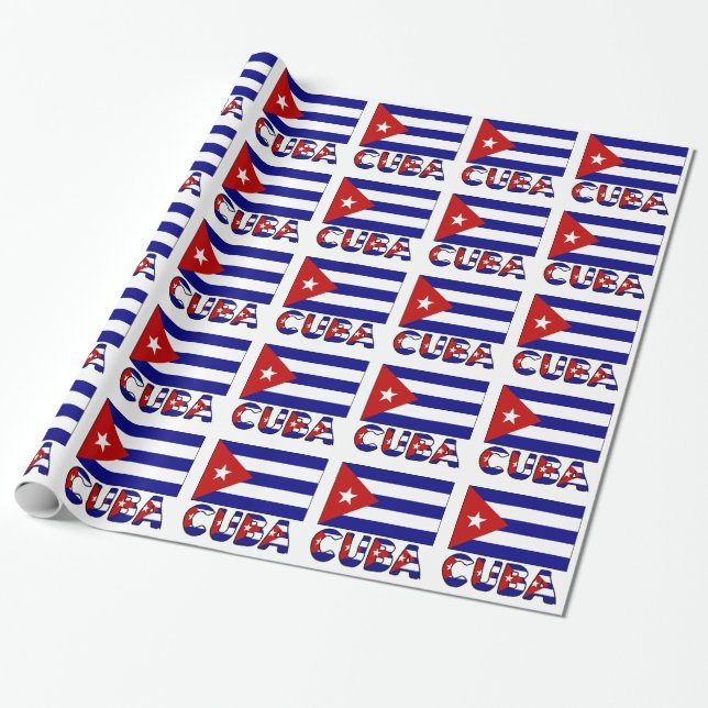 Mörkblå kubansk flagga och Kuba Presentpapper (Utrullad)