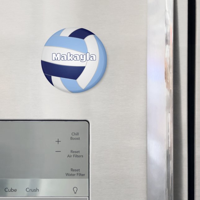 mörkblå ljusblå volleyboll barn födelsedagsfest magnet (In Situ (Fridge))