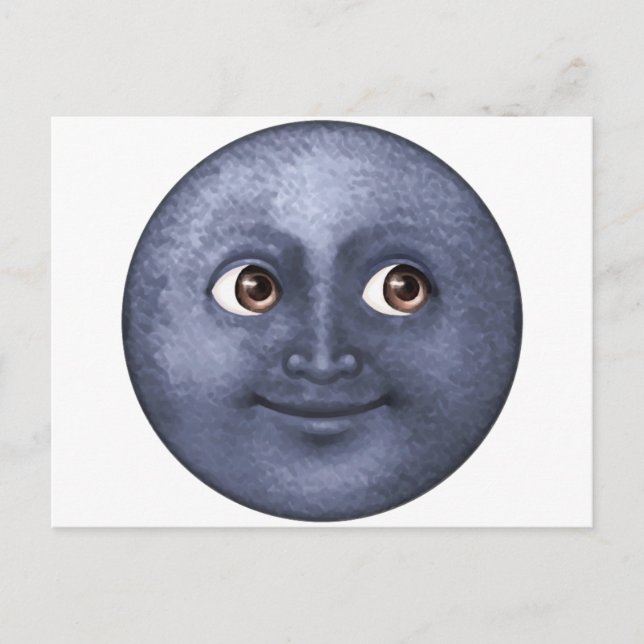 Mörkblå Måne - Emoji Vykort (Framsida)