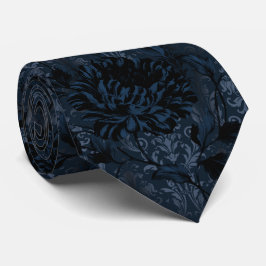 Mörkblå Marinblå Blommig Damask Aristokrat Slips