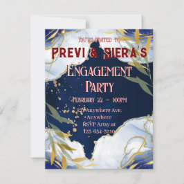 Mörkblå Marmor Med Guld Inbjudningar