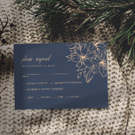 Mörkblå Mjuk Bröllopsmeny Val RSVP-kort OSA Kort