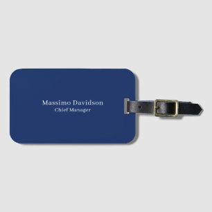Mörkblå Modern Minimalistisk Enkel Serif Font Bagagebricka
