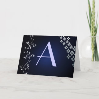 Mörkblå monogramkort tack kort