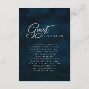Mörkblå Navy Lyster Elegant Bröllopsinformation Tilläggskort