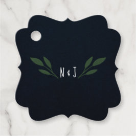 Mörkblå och gröna blad Grönska Rustik Bröllop Gåvor Etiketter